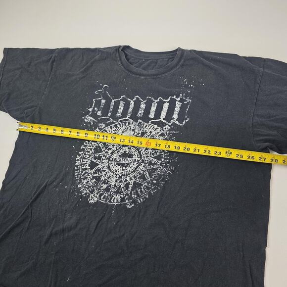 VTG Y2K Down Shirt Mens Black Metal Band Graphic Distressed Cracked Print - Picture 8 of 12